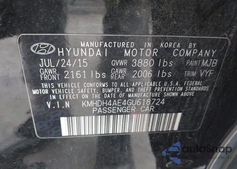 2016 Hyundai Elantra Se из США, поврежденный, VIN KMHDH4AE4GU618724